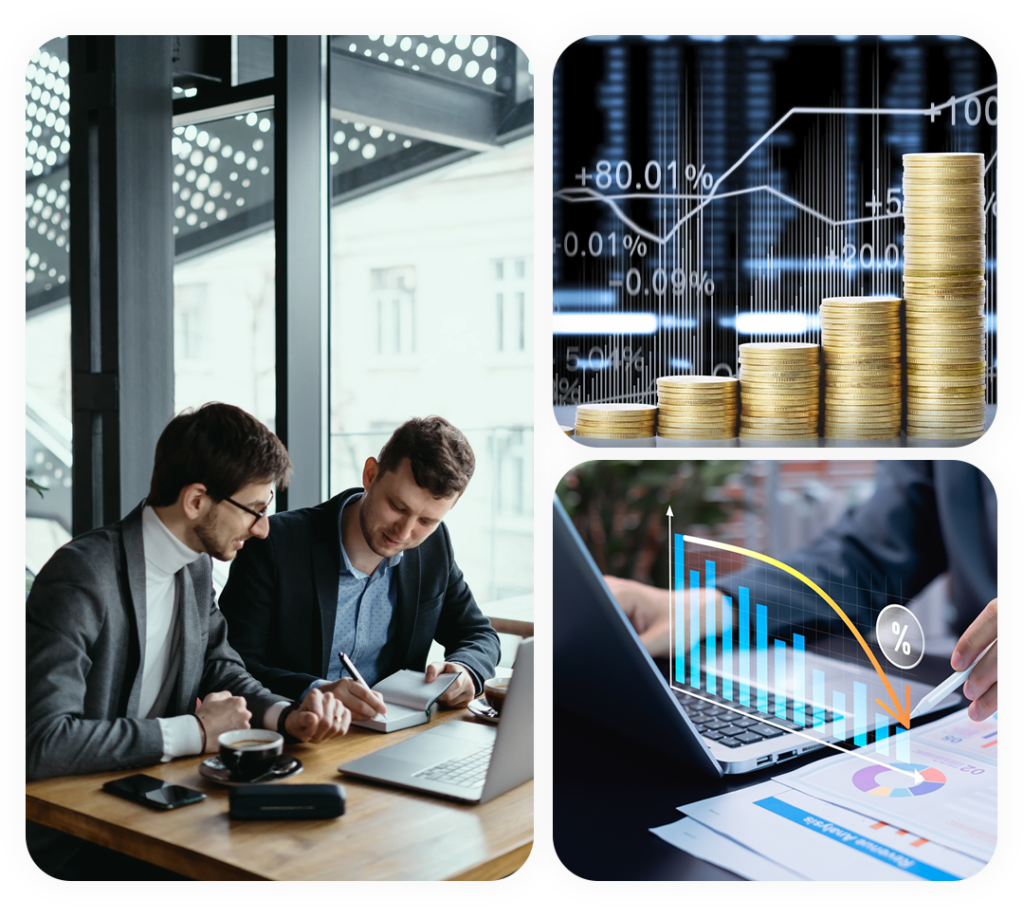 Business professionals planning capital projects with financial analysis, investment insights, and project performance dashboards.