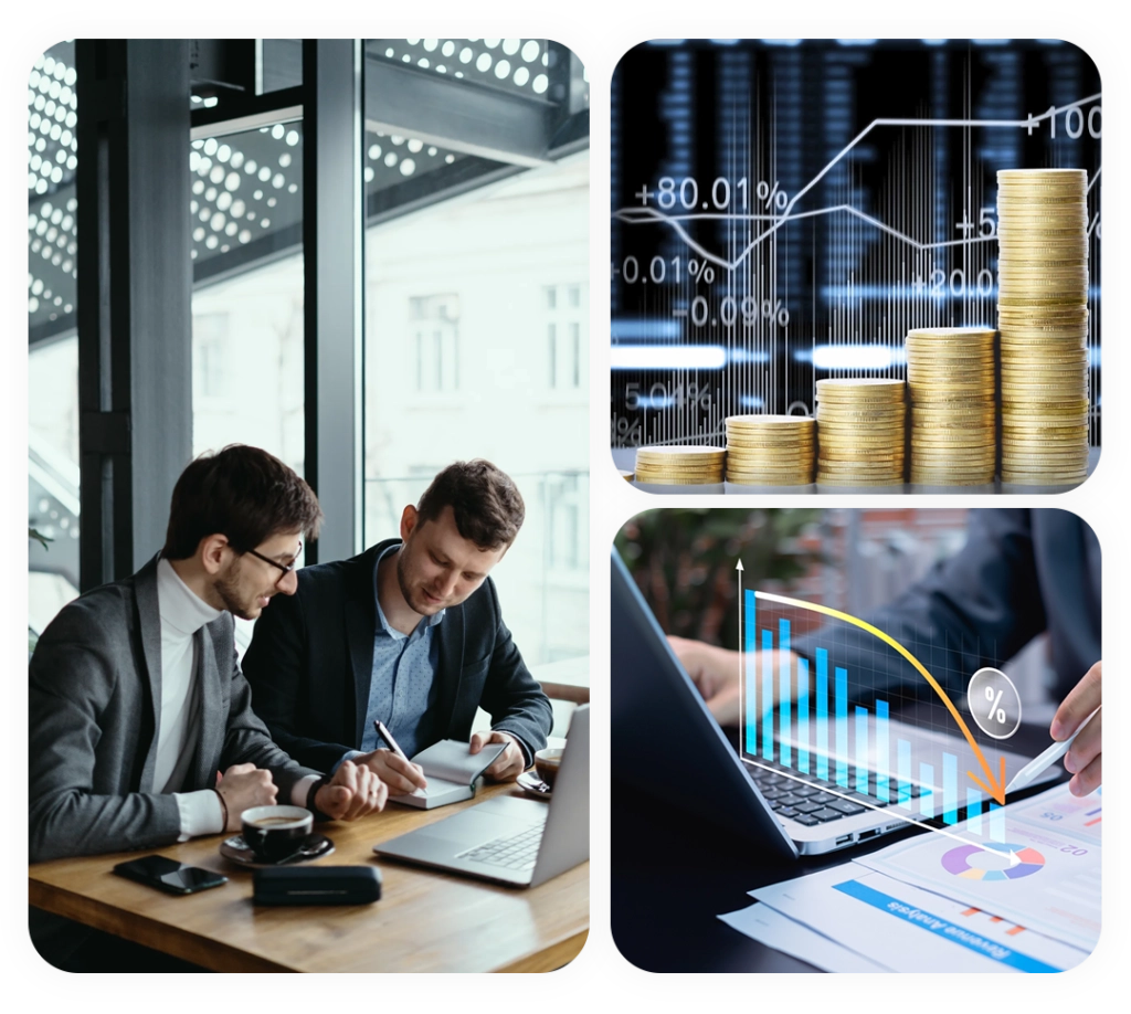 Business professionals planning capital projects with financial analysis, investment insights, and project performance dashboards.